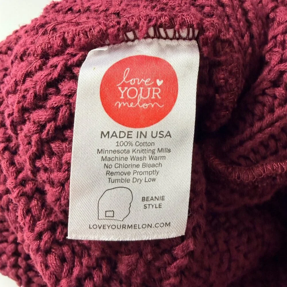 Love Your Melon Beanie For Men & Women One Size Burgundy Winter Hat Made In USA